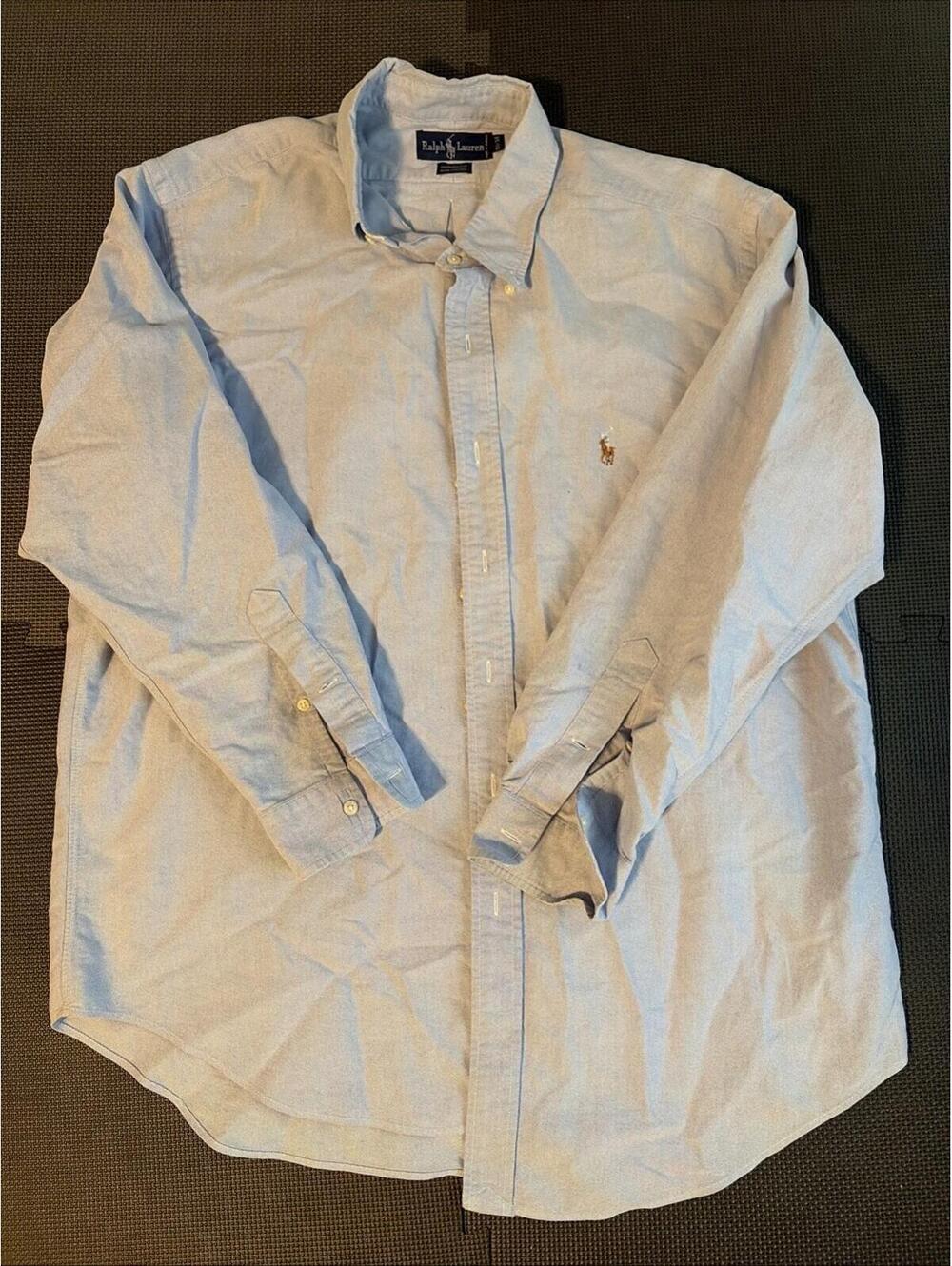 Vintage 90s Polo Ralph Lauren Andrew Button Up Dress Shirt Size 16.5 34 35 Blue
